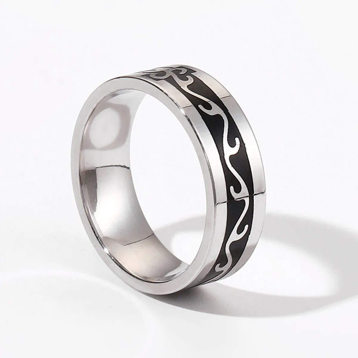 Fashion Flame Titanium Steel Plating Rings 1 Piece