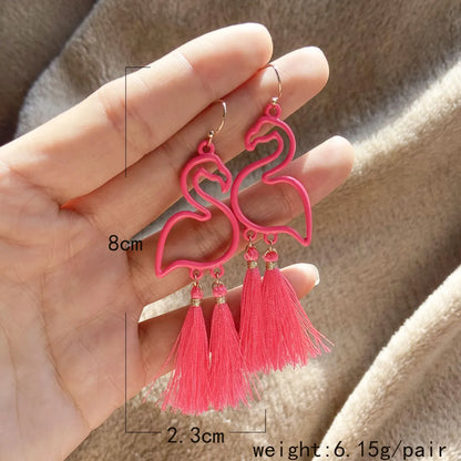 Fashion Flamingo Alloy Drop Earrings 1 Pair