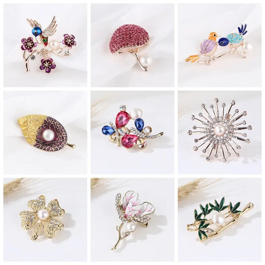 Fashion Flamingo Butterfly Shell Alloy Inlay Artificial Diamond Women'S Brooches