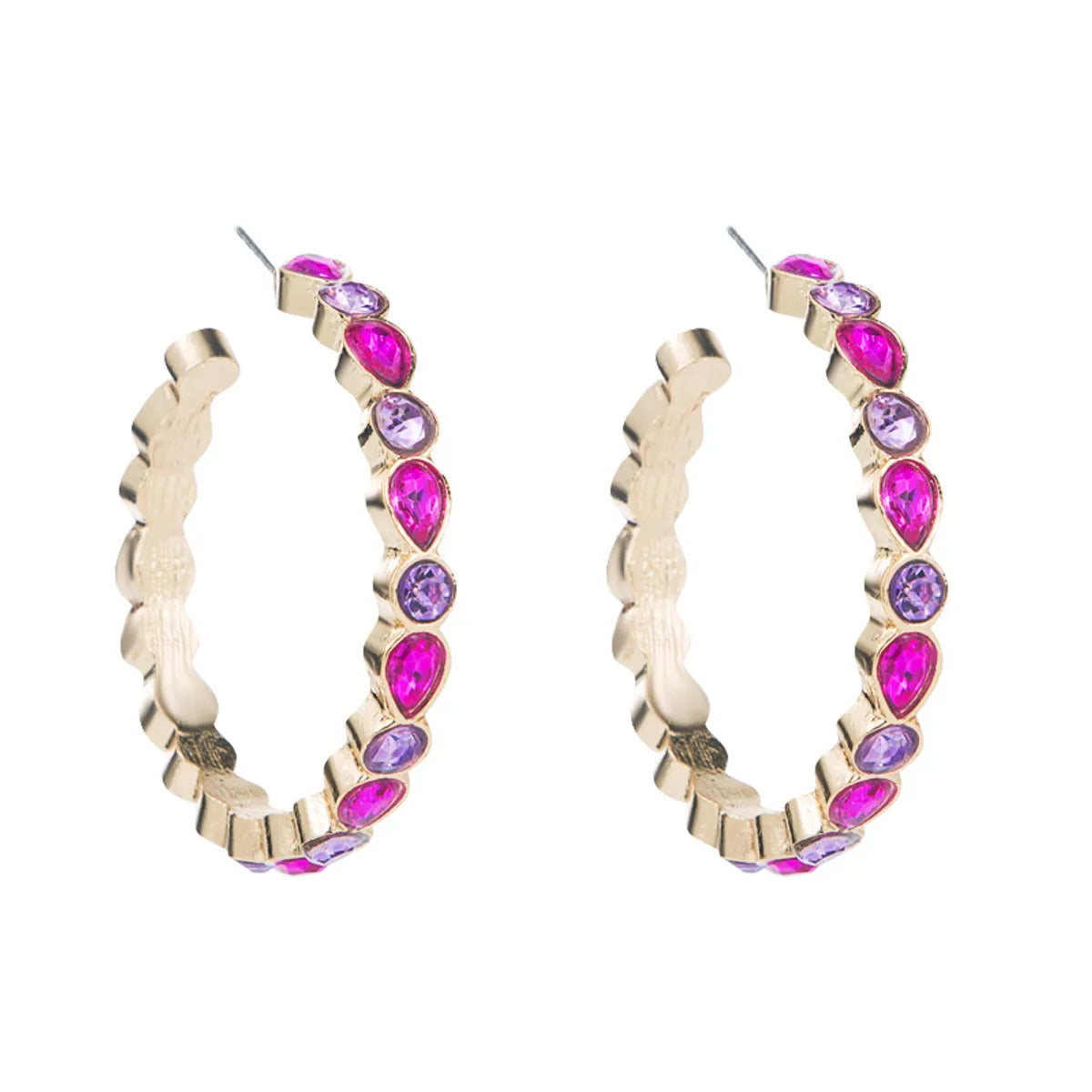 Fashion Flash Alloy Diamond-Encrusted Rhinestone Hoop Earrings