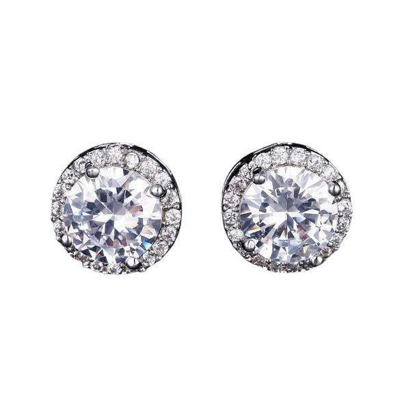 Fashion Flash Round Zircon Imitation Mossan Diamond Earrings For Women Copper Electroplated Geometric Style