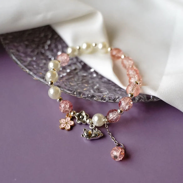 Fashion Flower Alloy Beaded Bracelets