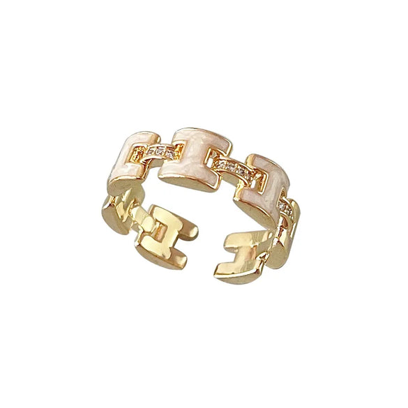 Fashion Flower Alloy Enamel Plating Inlay Rhinestones Women'S Open Ring 1 Piece