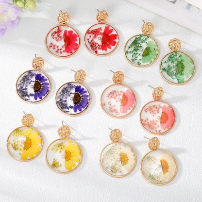 Wholesale Jewelry 1 Pair Fashion Dried Flower Alloy Drop Earrings