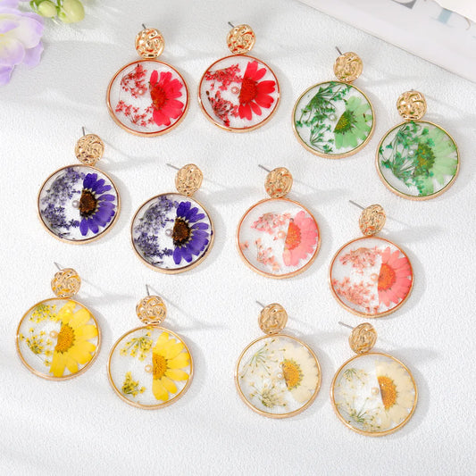 Wholesale Jewelry 1 Pair Fashion Dried Flower Alloy Drop Earrings