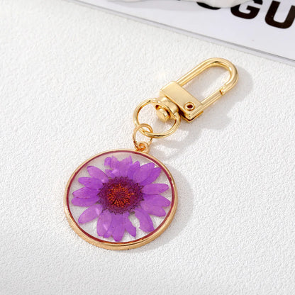 Fashion Flower Alloy Epoxy Bag Pendant Keychain 1 Piece