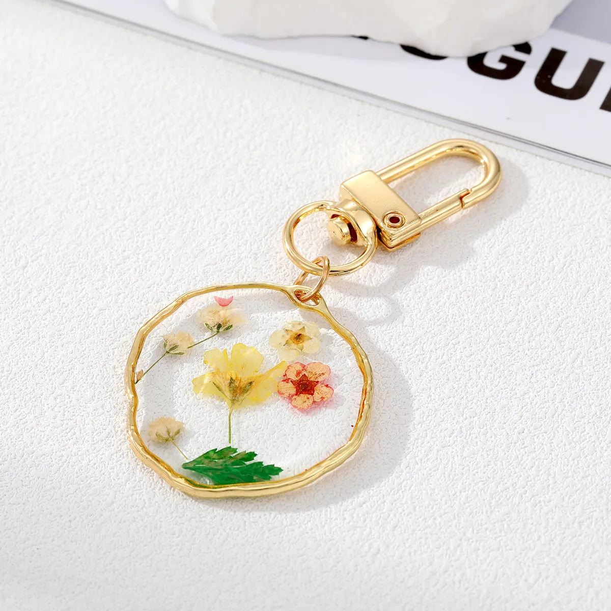 Fashion Flower Alloy Epoxy Bag Pendant Keychain 1 Piece