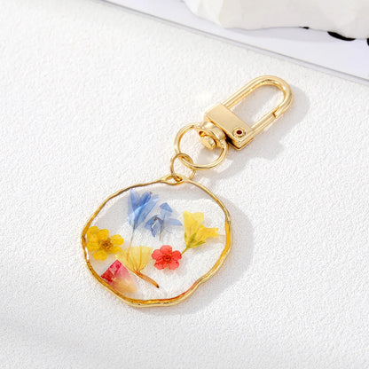 Fashion Flower Alloy Epoxy Bag Pendant Keychain 1 Piece