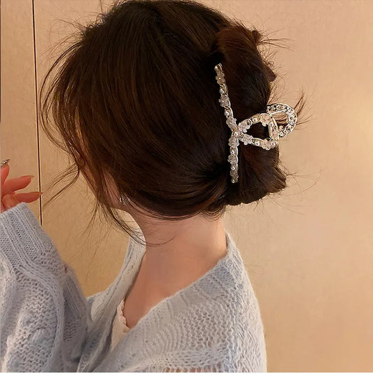 Fashion Flower Alloy Inlay Artificial Diamond Pearl Hair Claws 1 Piece