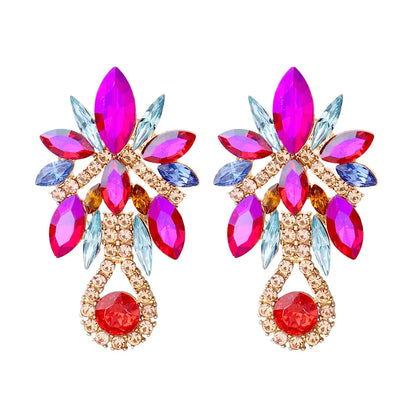 Fashion Flower Alloy Inlay Artificial Pearls Artificial Diamond Women's Drop Earrings 1 Pair