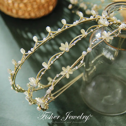 Fashion Flower Alloy Inlay Artificial Pearls Rhinestones Hair Band 1 Piece