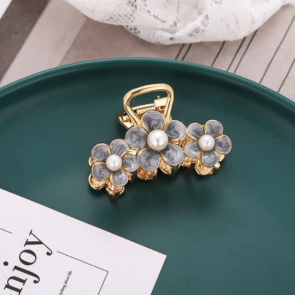 Women'S Fashion Flower Alloy Inlay Pearl Hair Claws