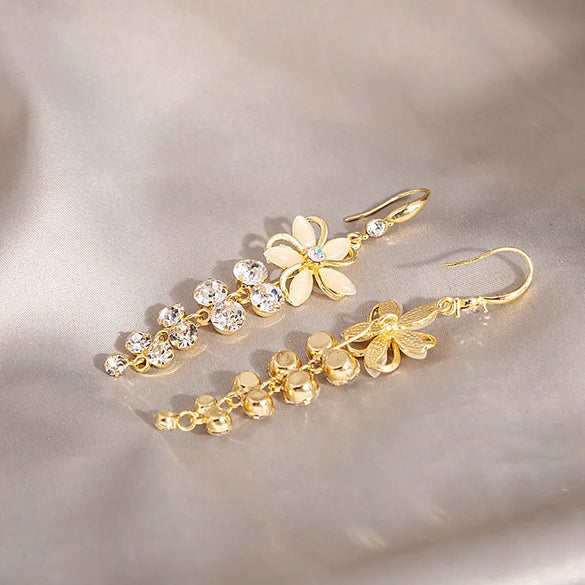 Fashion Flower Alloy Inlay Rhinestone Earrings