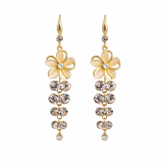 Fashion Flower Alloy Inlay Rhinestone Earrings