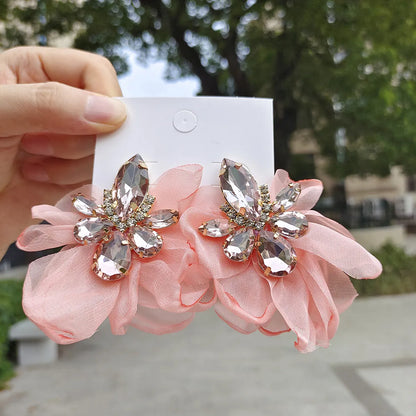 Fashion Flower Alloy Inlay Rhinestones Drop Earrings 1 Pair