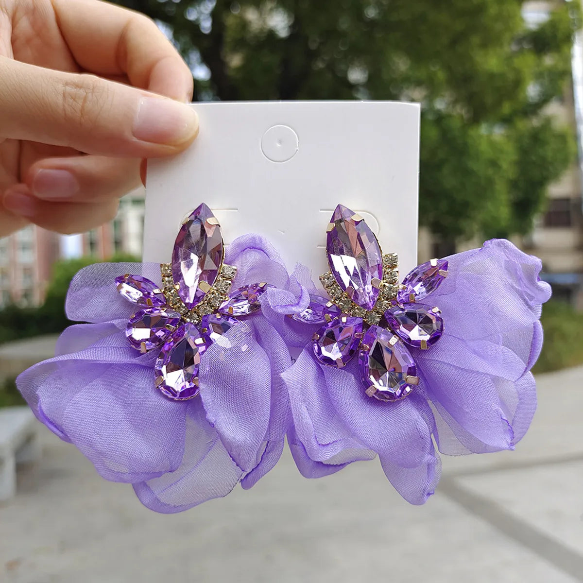 Fashion Flower Alloy Inlay Rhinestones Drop Earrings 1 Pair