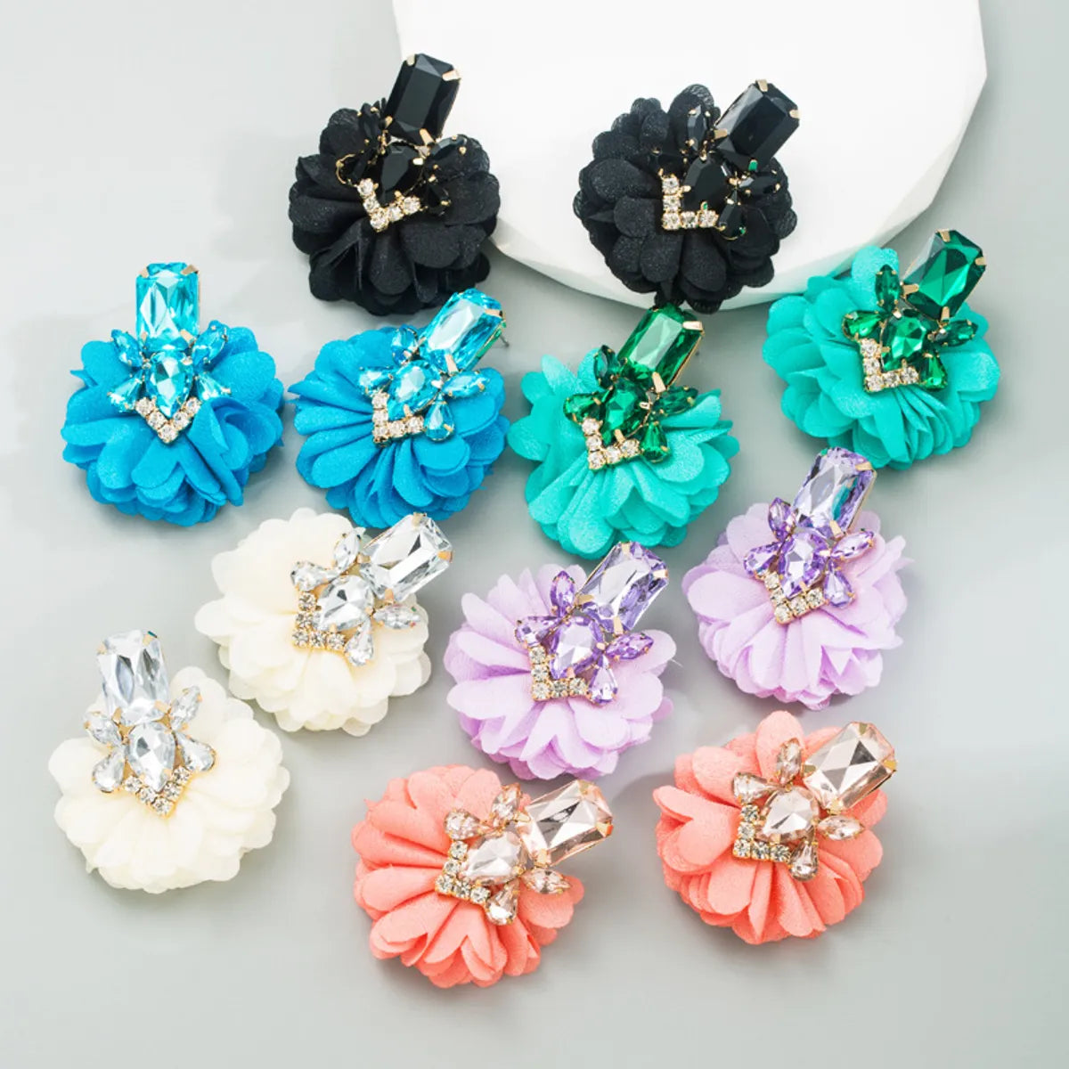 Fashion Flower Inlay Alloy Rhinestones Drop Earrings