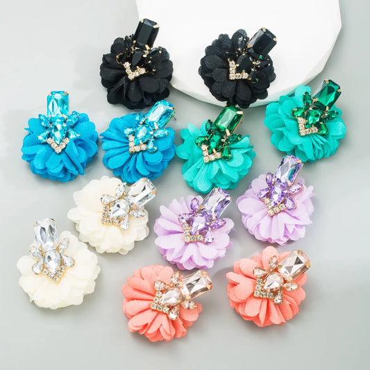 Fashion Flower Inlay Alloy Rhinestones Drop Earrings