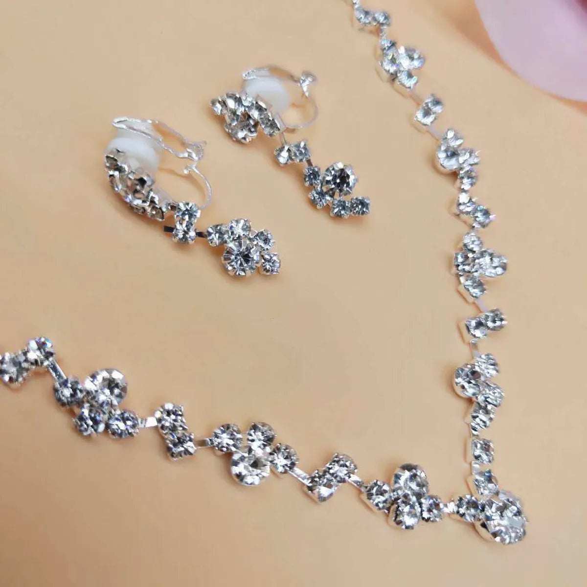 Fashion Flower Alloy Inlay Rhinestones Women's Bracelets Earrings Necklace