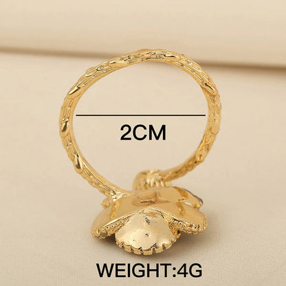 Fashion Flower Alloy Inlay Rhinestones Women's Open Ring 1 Piece