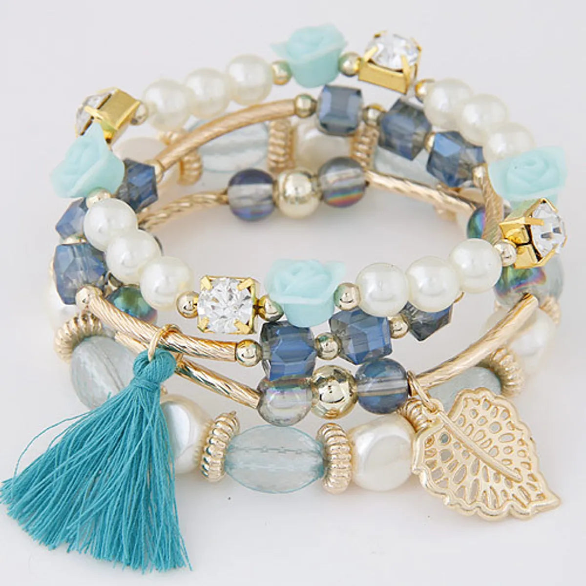 Fashion Flower Alloy Pearl Artificial Gemstones Women's Bracelets 1 Piece