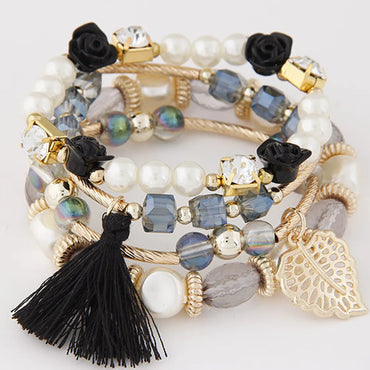 Fashion Flower Alloy Pearl Artificial Gemstones Women's Bracelets 1 Piece