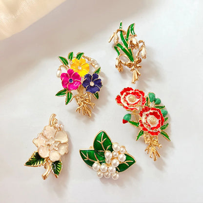 Fashion Flower Alloy Plating Artificial Pearls Women'S Brooches