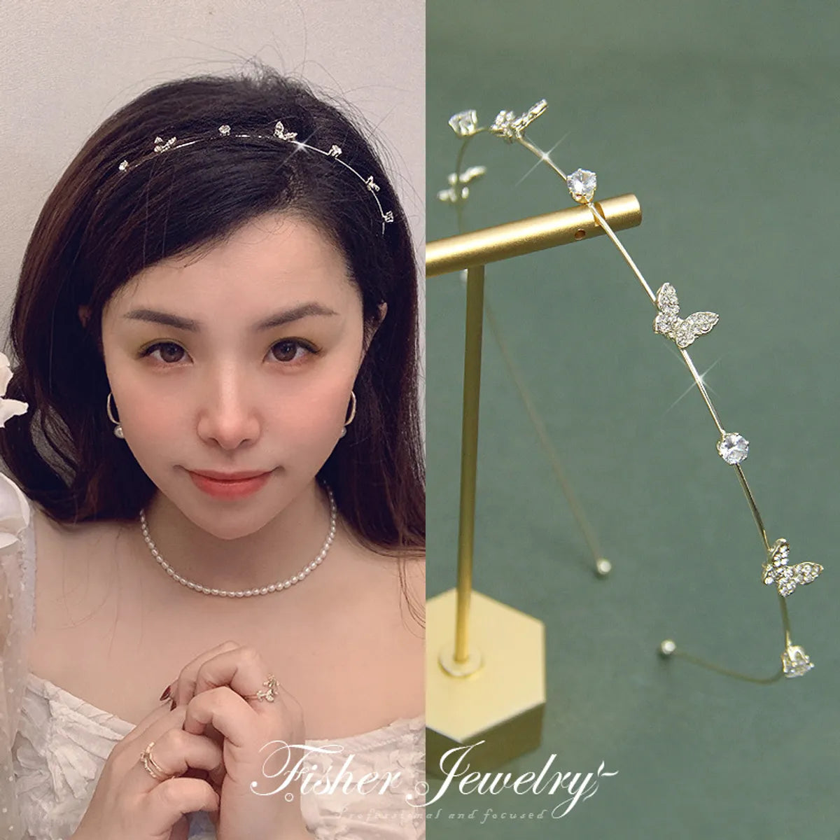 Fashion Flower Alloy Plating Inlay Artificial Gemstones Hair Band 1 Piece