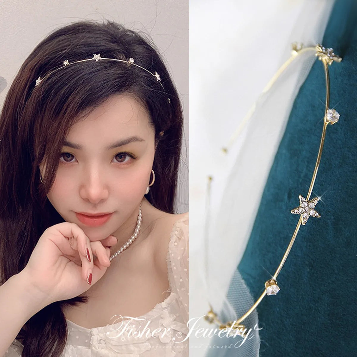 Fashion Flower Alloy Plating Inlay Artificial Gemstones Hair Band 1 Piece