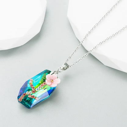 Fashion Flower Alloy Plating Rhinestones Pendant Necklace