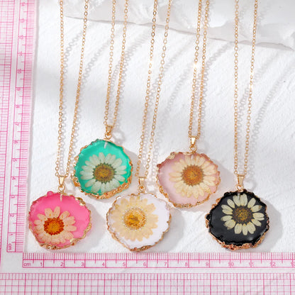 Fashion Flower Alloy Resin Epoxy Women'S Pendant Necklace 1 Piece