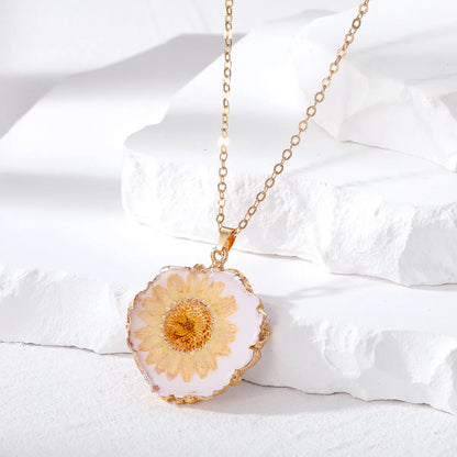 Fashion Flower Alloy Resin Epoxy Women'S Pendant Necklace 1 Piece