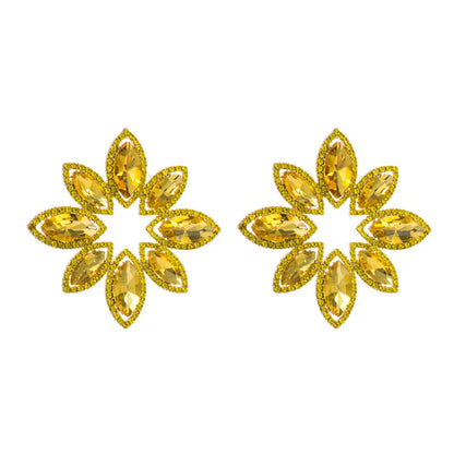 Fashion Flower Alloy Rhinestone Glass Women's Ear Studs 1 Pair