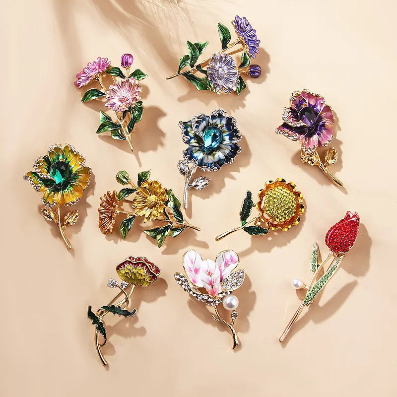 Fashion Flower Alloy Sequins Women'S Brooches