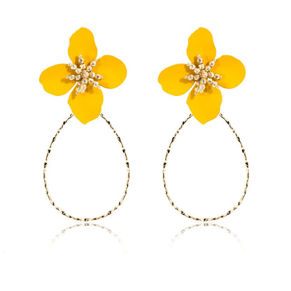 Fashion Flower Alloy Stoving Varnish Women's Drop Earrings 1 Pair