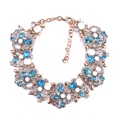 Fashion Flower Artificial Crystal Alloy Plating Rhinestones Women'S Necklace