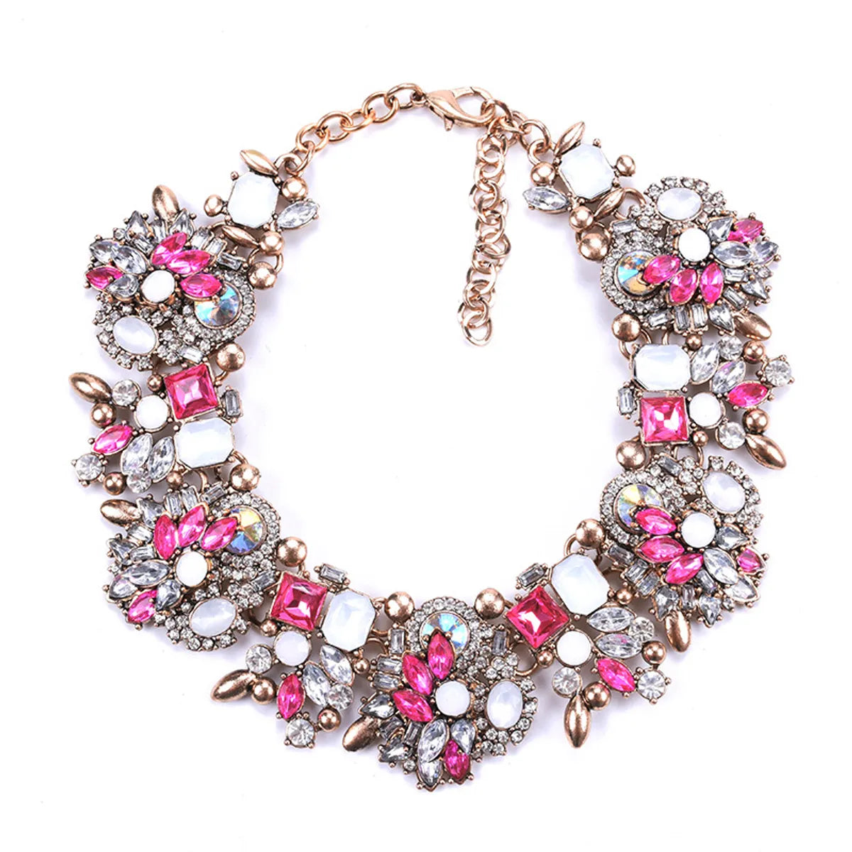 Fashion Flower Artificial Crystal Alloy Plating Rhinestones Women'S Necklace