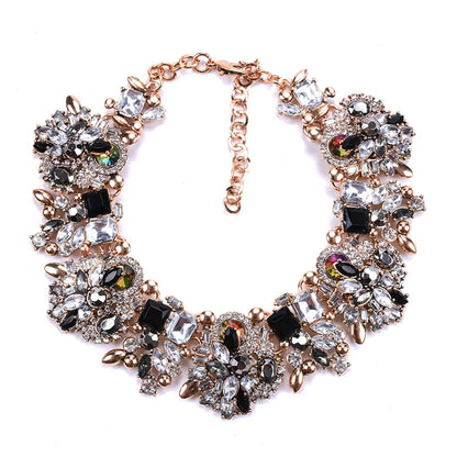 Fashion Flower Artificial Crystal Alloy Plating Rhinestones Women'S Necklace