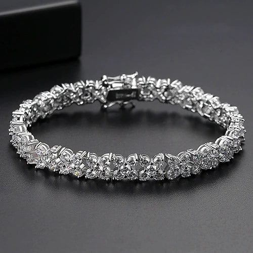 Fashion Flower Bracelet For Women Copper Electroplated Zircon Inlaid Crystal Bracelet Elegant All Match Jewelry