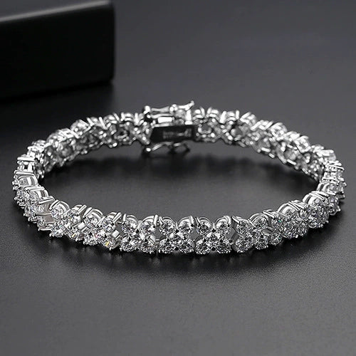 Fashion Flower Bracelet For Women Copper Electroplated Zircon Inlaid Crystal Bracelet Elegant All Match Jewelry