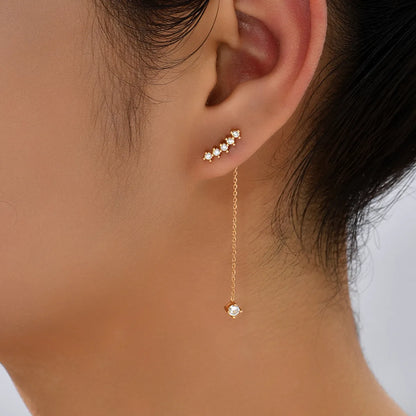 Fashion Flower Butterfly Copper Inlay Zircon Ear Line 1 Pair