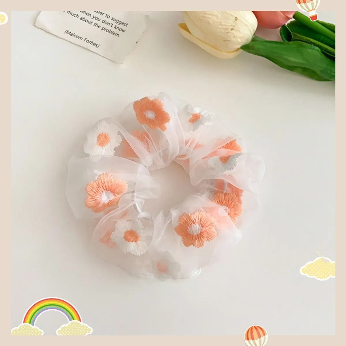 Women'S Fashion Flower Butterfly Organza Hair Tie