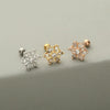 Fashion Flower Copper Ear Studs Inlay Zircon Copper Earrings 1 Piece