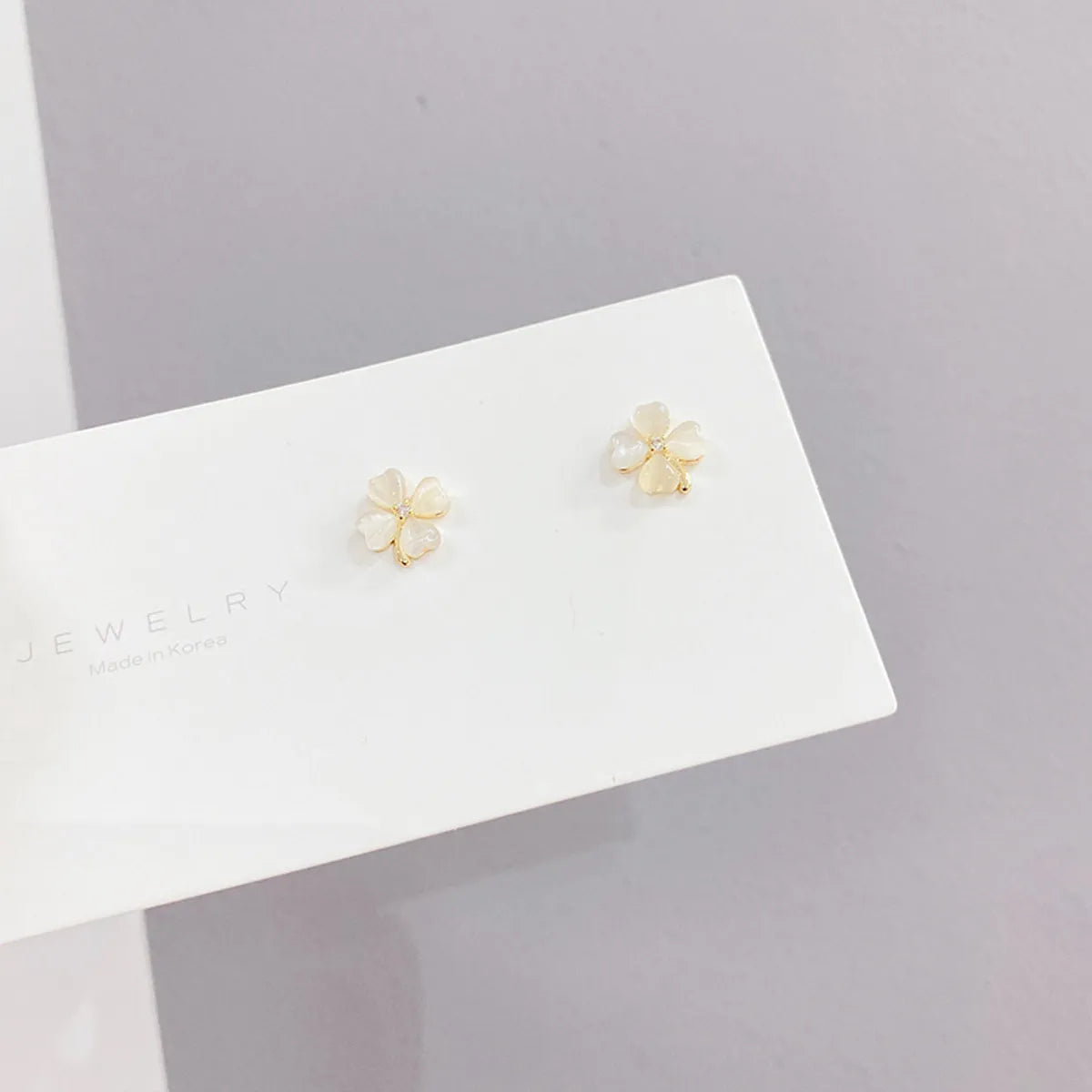 Fashion Flower Copper Ear Studs Plating Inlay Zircon Copper Earrings 3 Pairs