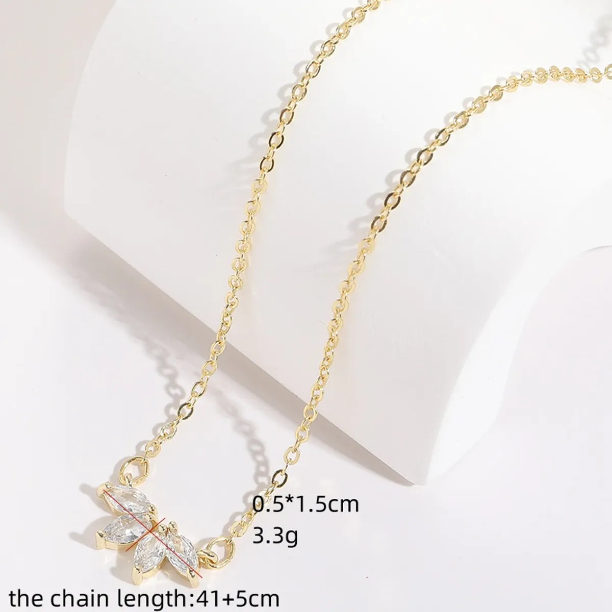 Fashion Flower Copper Gold Plated Zircon Pendant Necklace 1 Piece