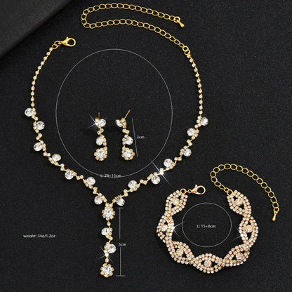 Fashion Flower Copper Inlay Artificial Pearl Rhinestone Bracelets Earrings Necklace