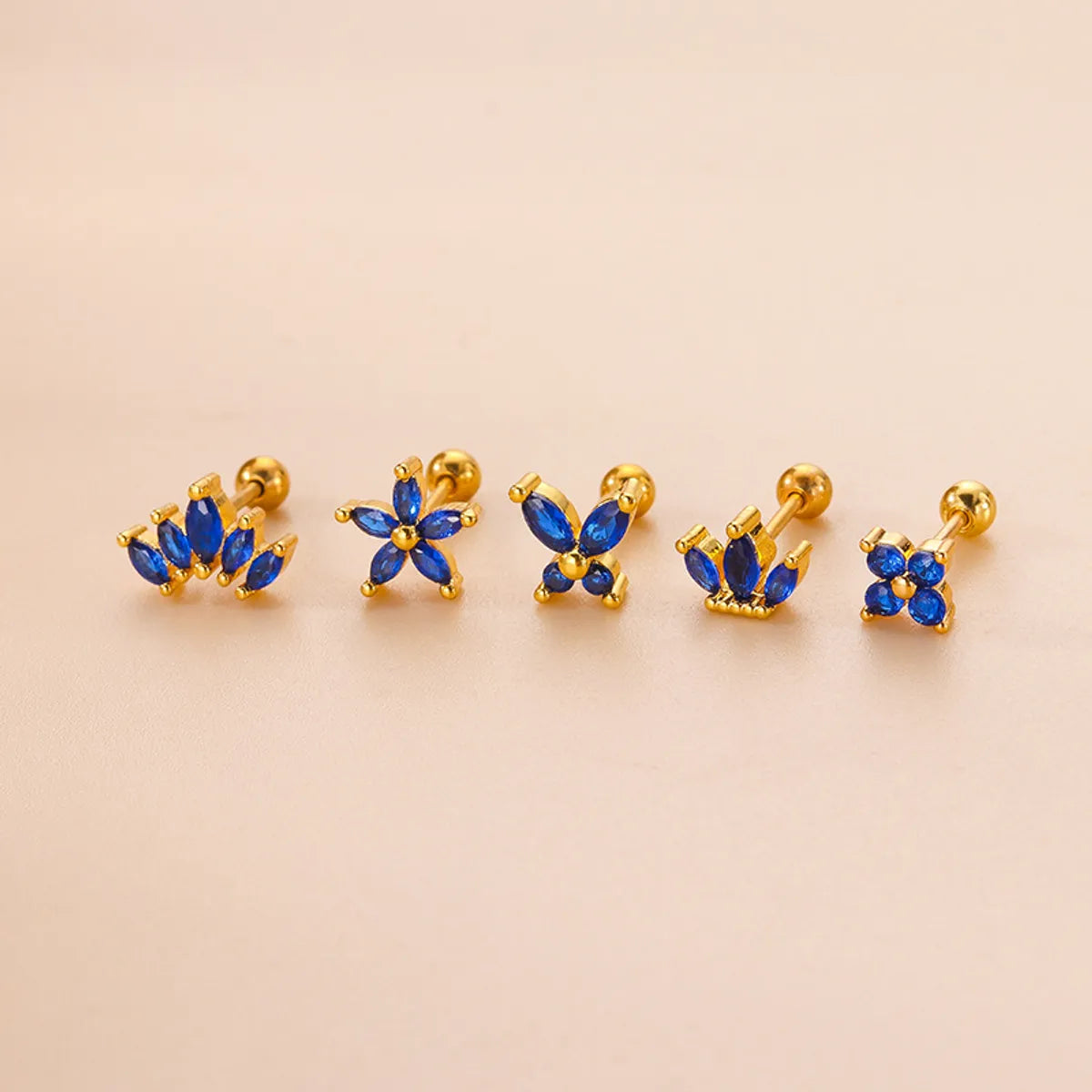 1 Piece Fashion Flower Plating Inlay Copper Zircon Ear Studs