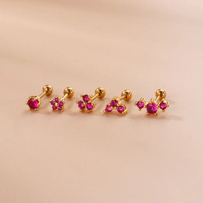 1 Piece Fashion Flower Plating Inlay Copper Zircon Ear Studs