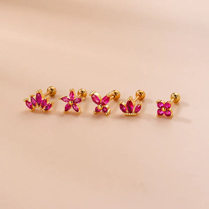 1 Piece Fashion Flower Plating Inlay Copper Zircon Ear Studs