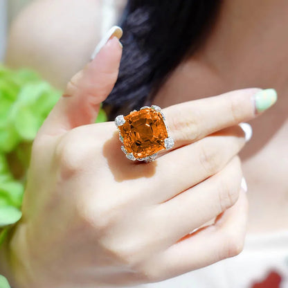 Fashion Flower Copper Rings Inlay Artificial Gemstones Copper Rings